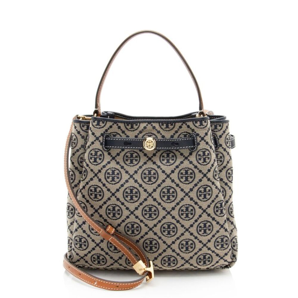 Tory Burch T Monogram Canvas Romy Bucket Bag